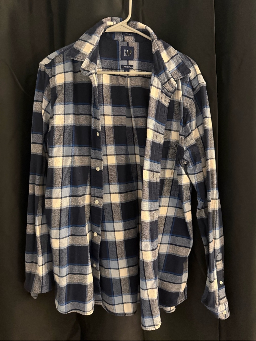 GAP Navy and White Plaid Button-Down Shirt
